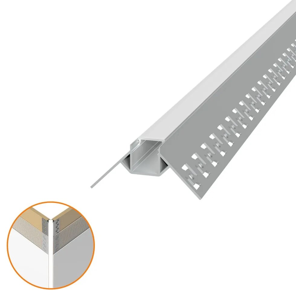Profilo da Incasso per Cartongesso ad Angolo Esterno per strisce LED Selezionare la lunghezza 2 Metri