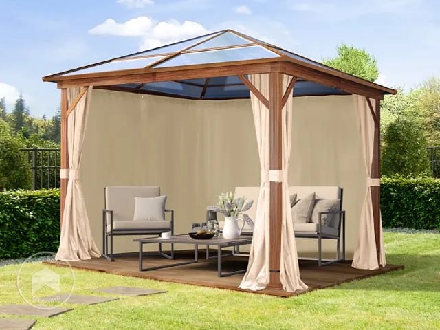 TOOLPORT Gazebo da giardino Hardtop Forest Deluxe crema, 3x3 m, look rovere - (301345)