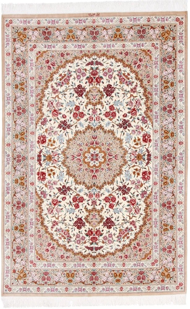 Ghom Tappeto 140x200 Grigio (Iran) Annodato A Mano
