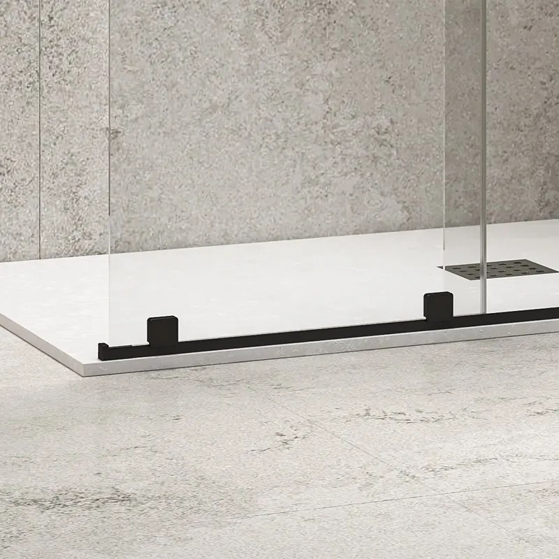 Kamalu - Box doccia walk in scorrevole 120 cm finitura nera | KNM4000W-N