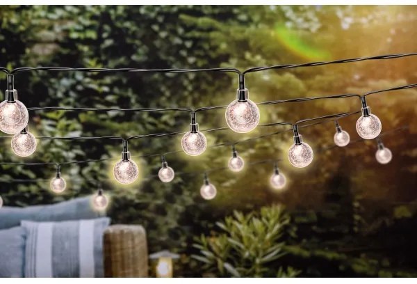 Grundig - Catena solare dimmerabile 50 LED/8 funzioni 9,35m bianco caldo + DO