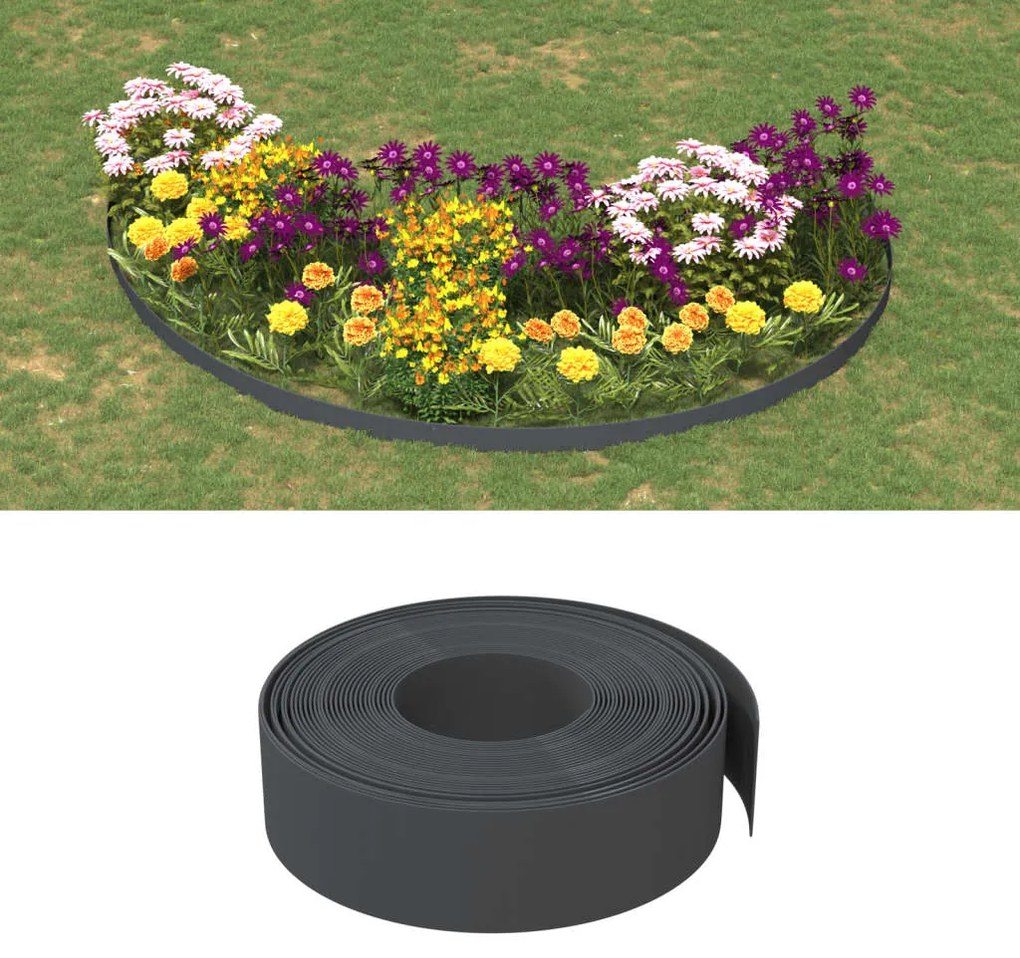 Bordature Da Giardino 5 Pz Grigie 10 M 15 Cm İn Polietilene /