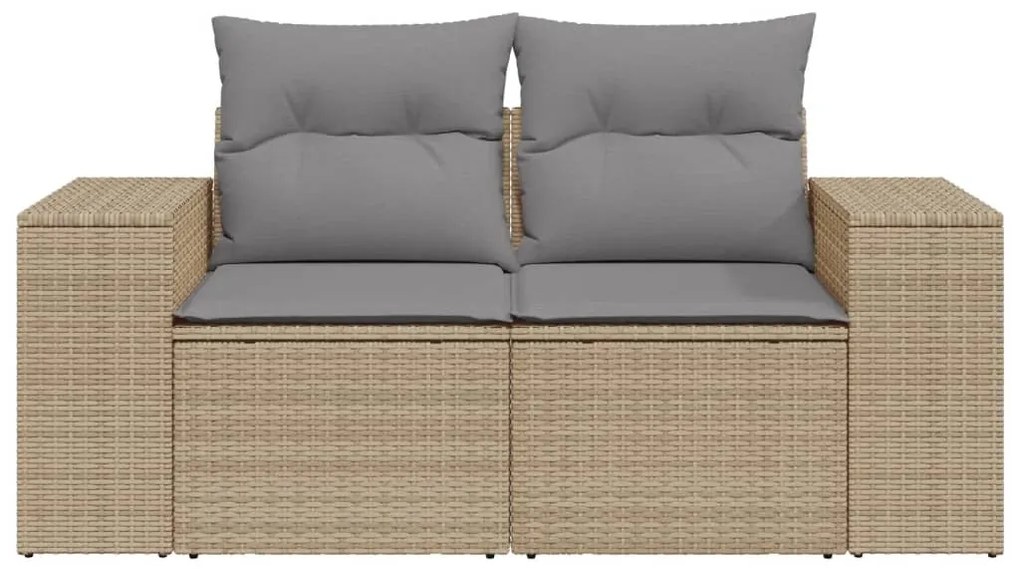 Divano da giardino con cuscini a 2 posti beige in polyrattan