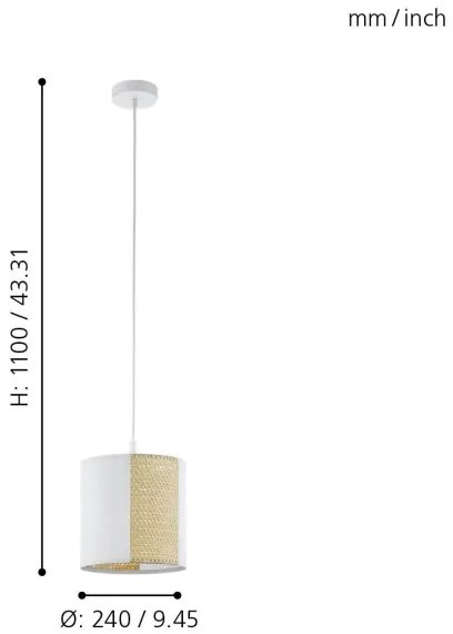 Eglo 43401 - Lampadario a sospensione con filo ARNHEM 1xE27/40W/230V