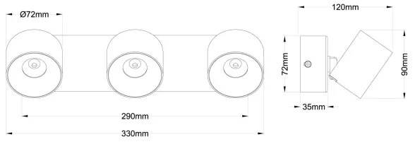 Globo 56961-3S - Faretto LED RAE 3xLED/6W/230V