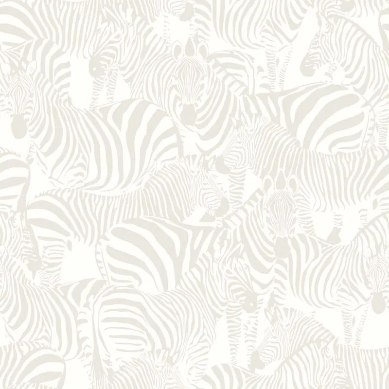 Carta da parati Zebre grigio perla, 53 cm x 10.05 m