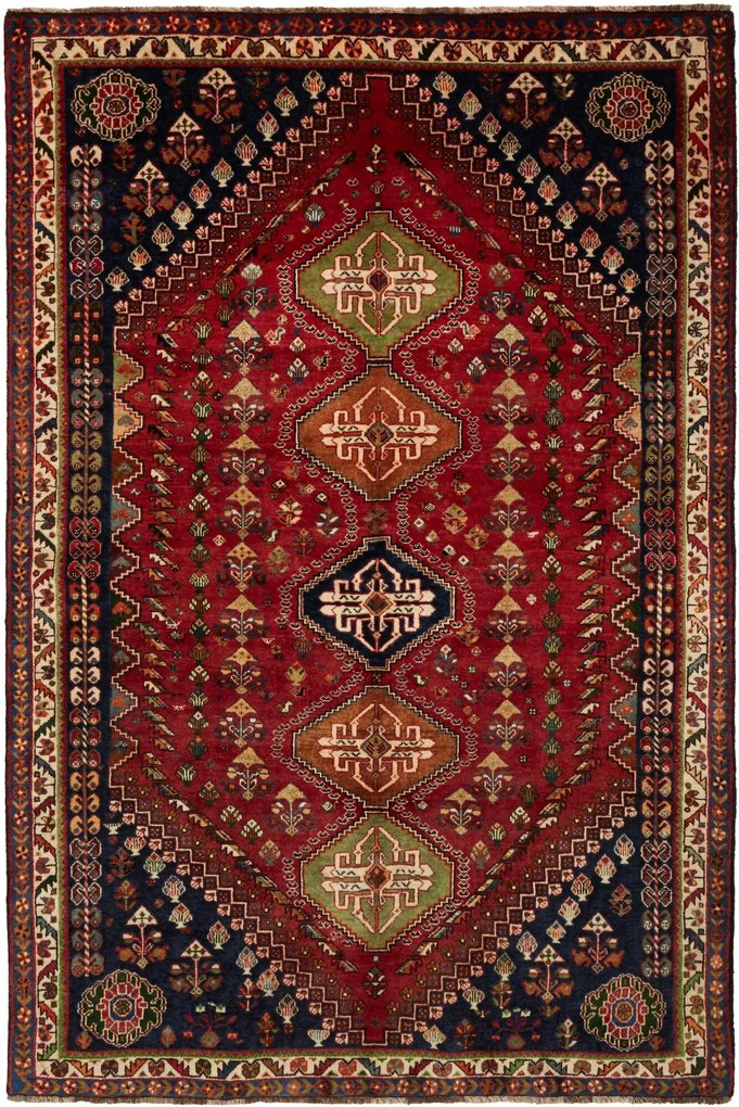 Shiraz Tappeto persiano 250 x 170 Rosso (Iran) Annodato A Mano