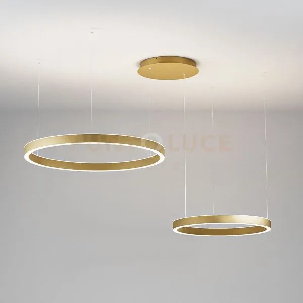 Criseide ss/2d - sospensione oro a led 3000k 3800lm 75w(35w+840w) d...