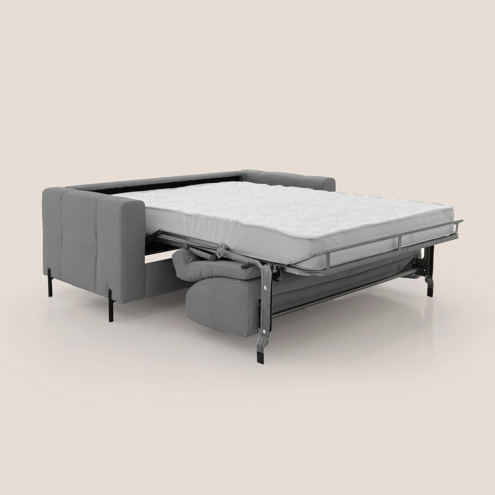 Ortensia divano letto materasso H18 cm con piedi alti in elegante microfibra smacchiabile T11 grigio