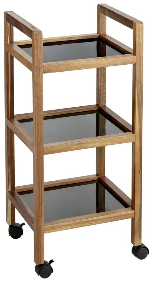 Scaffale per il bagno nero/di colore naturale in acacia massiccia 35x76,5 cm Fondi – Wenko