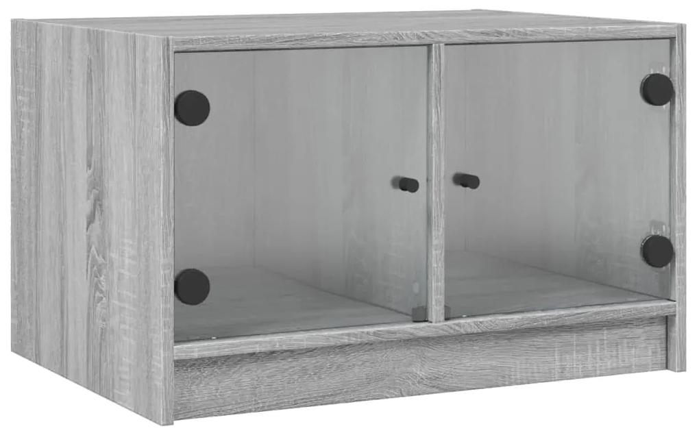 Tavolino da salotto con ante in vetro grigio sonoma 68x50x42 cm
