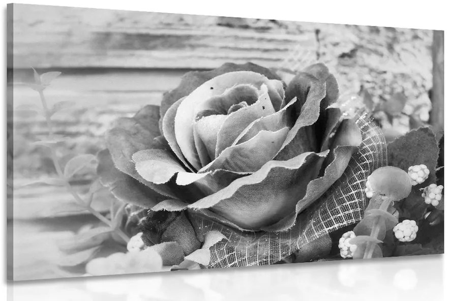 Quadro su tela – Rose vintage in bianco e nero