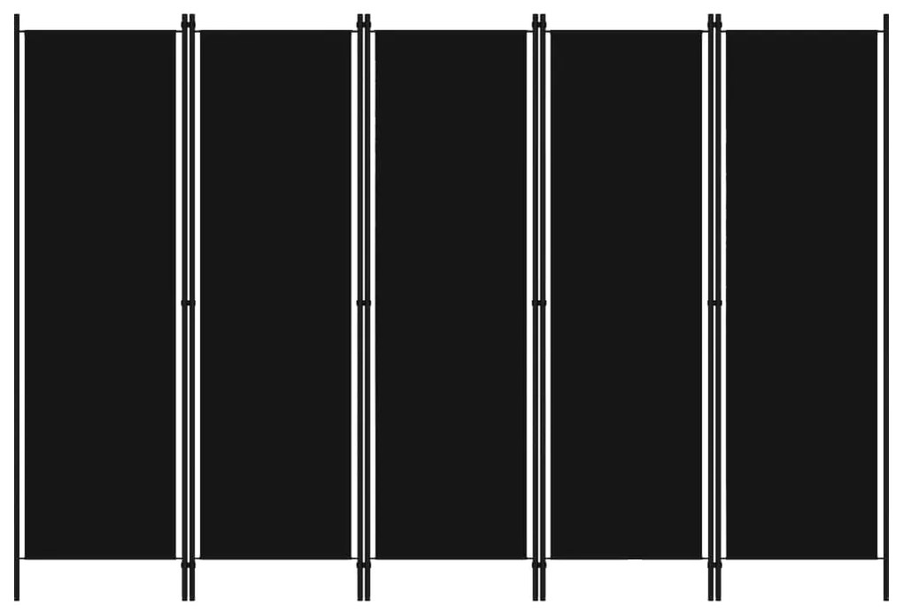 Paravento A 5 Pannelli Nero 250x180 Cm /