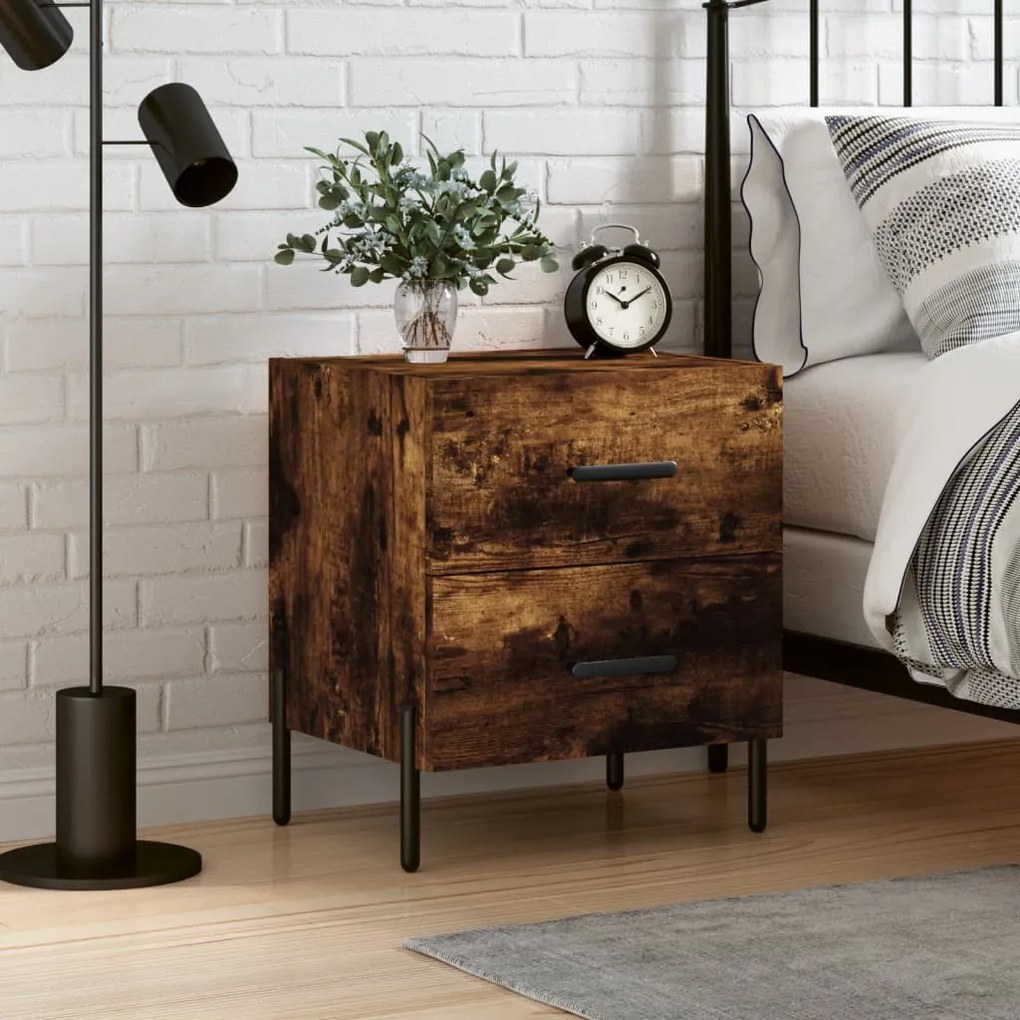 Comodino Rovere Fumo 40x35x47,5 Cm İn Legno Multistrato /