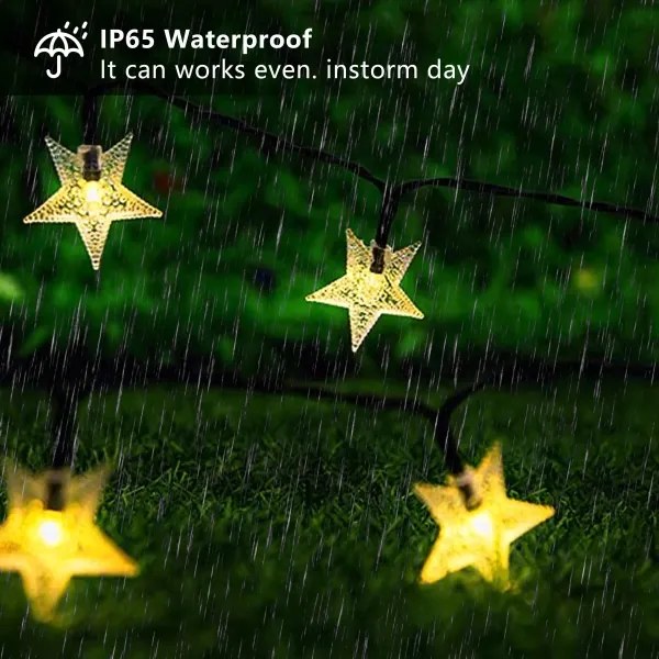 Brilagi - Catena decorativa solare a LED STARS 50xLED/8 funzioni 7m IP65 bianco caldo