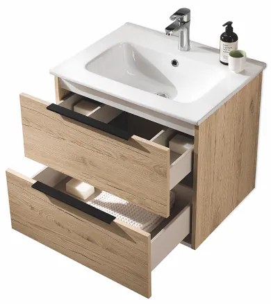 Mobile da bagno BALI 60 cm sospeso in nobilitato Quercia Naturale