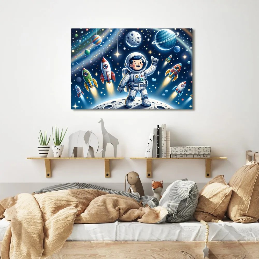 Quadro su tela – Piccolo astronauta in missione avventurosa