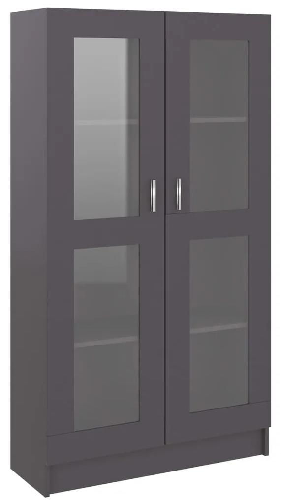 Armadietto con vetrina grigio 82,5x30,5x150 cm in truciolato