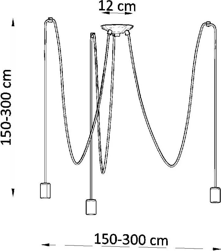 Apparecchio a sospensione nero 300x300 cm Spider - Sollux