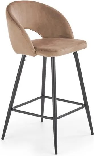 Sgabello da bar H-96 in velluto beige - H89 cm