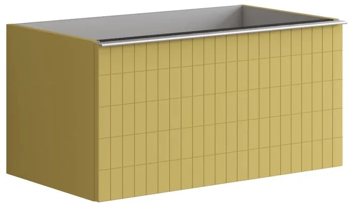 Mobile da bagno sospeso sotto lavabo L 80 x H 40 x P 45.5 cm giallo laccato opaco, 2 cassetti Pixel grid