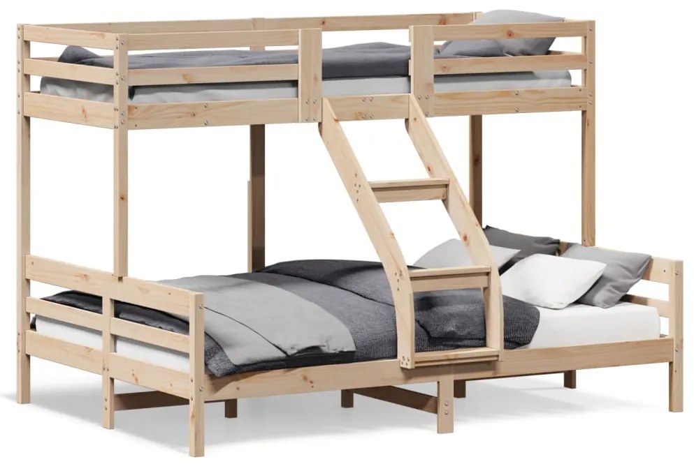 Letto A Castello 90x200/140x200 Cm İn Legno Massello Di Pino /
