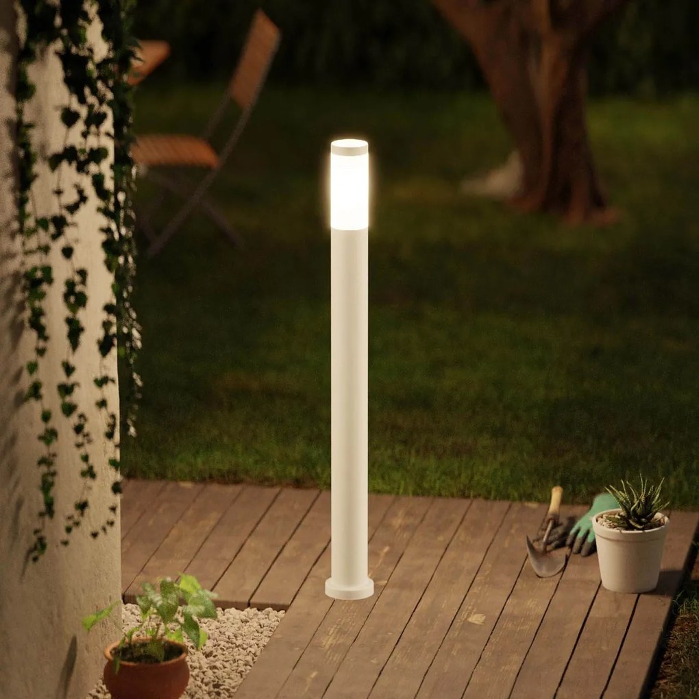 Paletto da Giardino 100cm acciaio inox BIANCO IK06 IP54 base E27