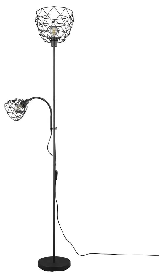 Lampada da terra nera con paralume in metallo (altezza 180 cm) Haval - Trio