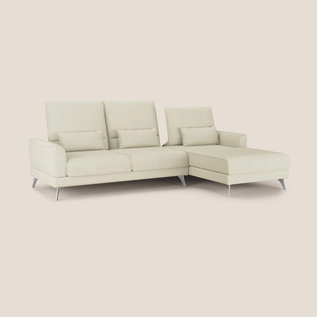 Tommy Divano angolare con relax e schienali traslanti in microfibra smacchiabile T11 panna