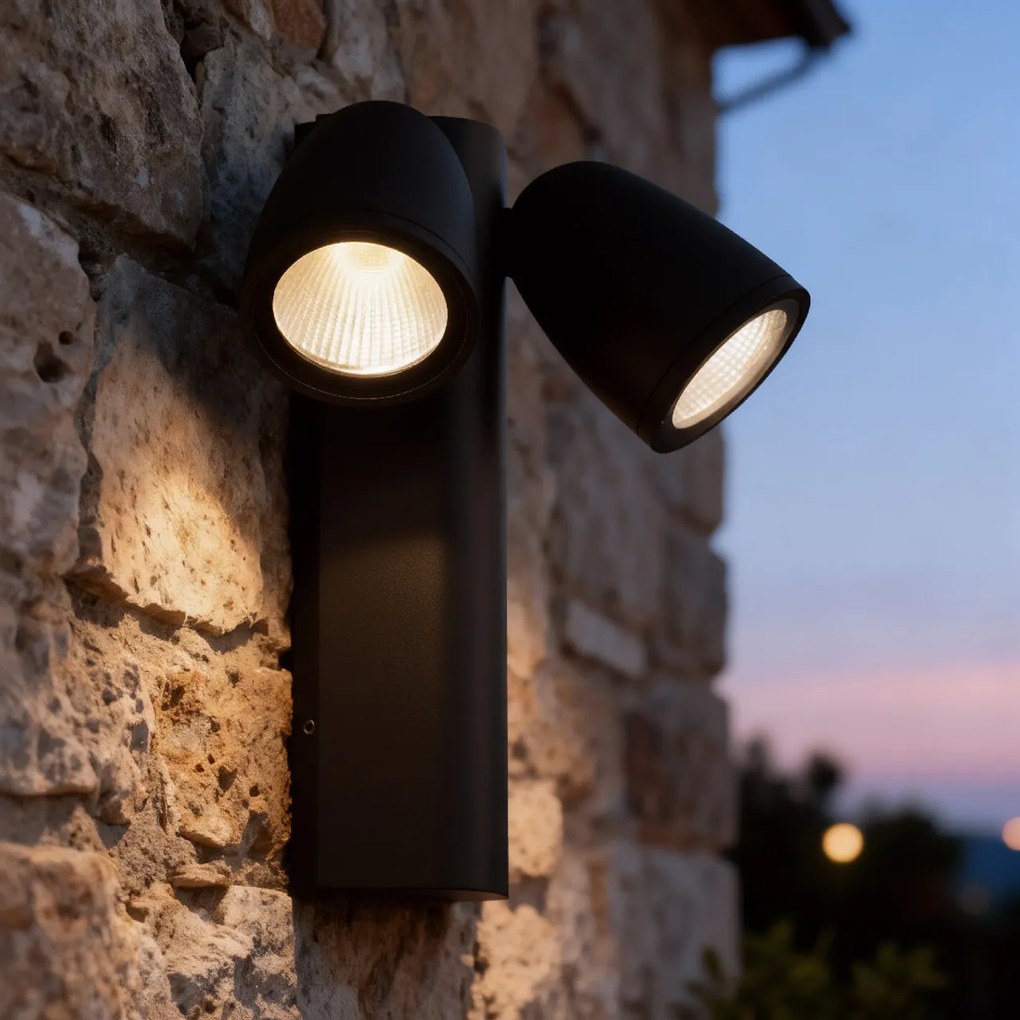 Applique da Esterno Orientabile IP65 2xGU10 serie AXIS - Nera