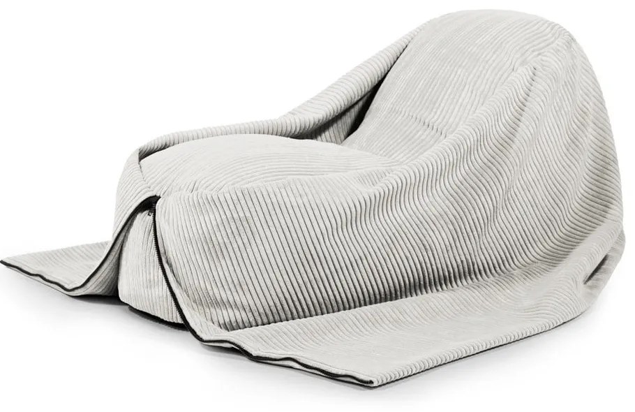 Pouf a sacco per bambini color crema con rivestimento in velluto a coste Cocoon 120 – SLOWDOWN