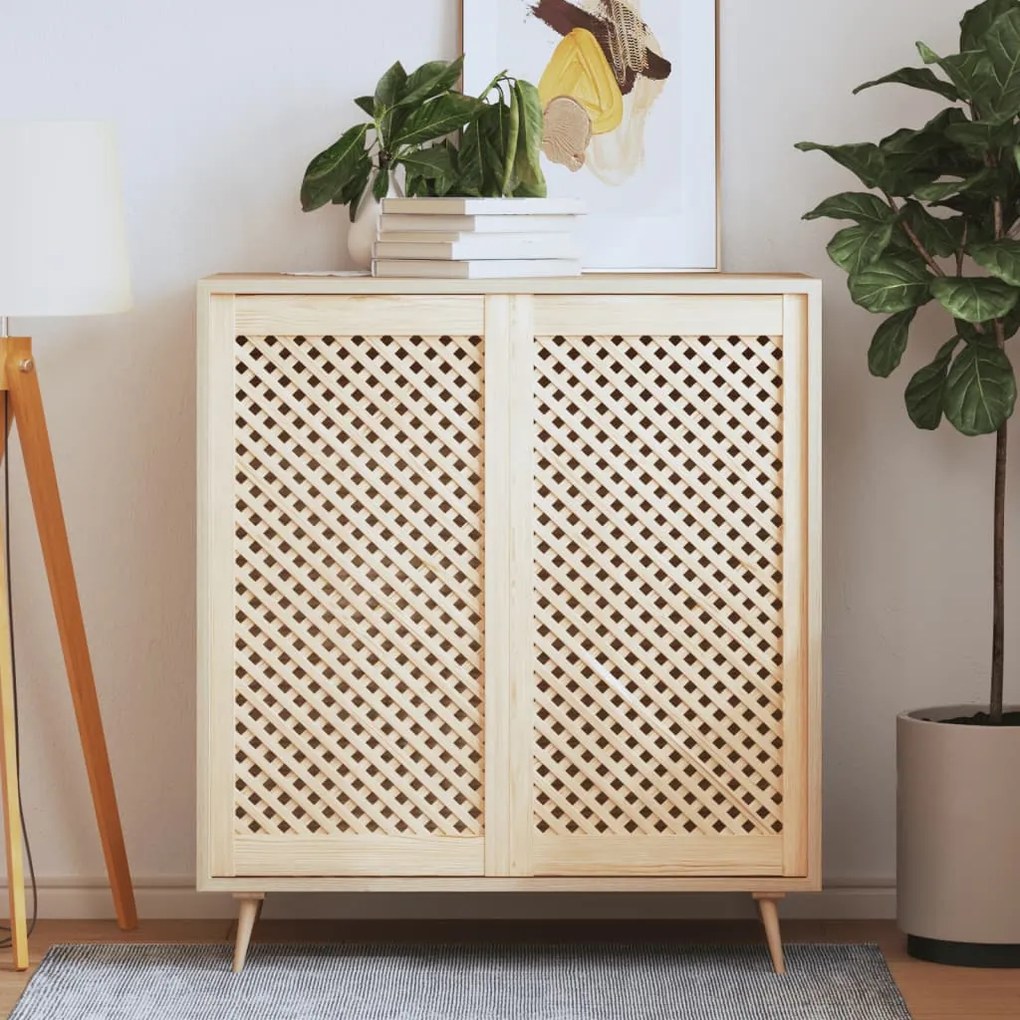 Ante Con Design A Reticolo 2 Pz 49,5x99 Cm İn Legno Di Pino /