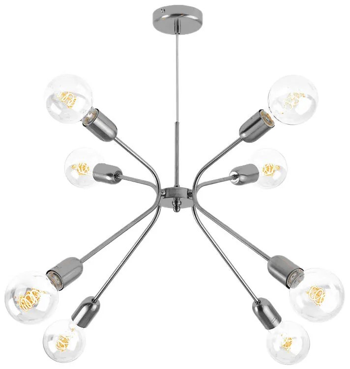 Plafoniera industriale Sandra Ø 65 cm grigio IP20, 8XE27