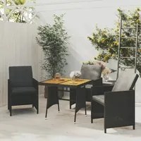 Tavolo Giardino Nero 70x70x72 cm Polyrattan e Massello d'Acacia 318692