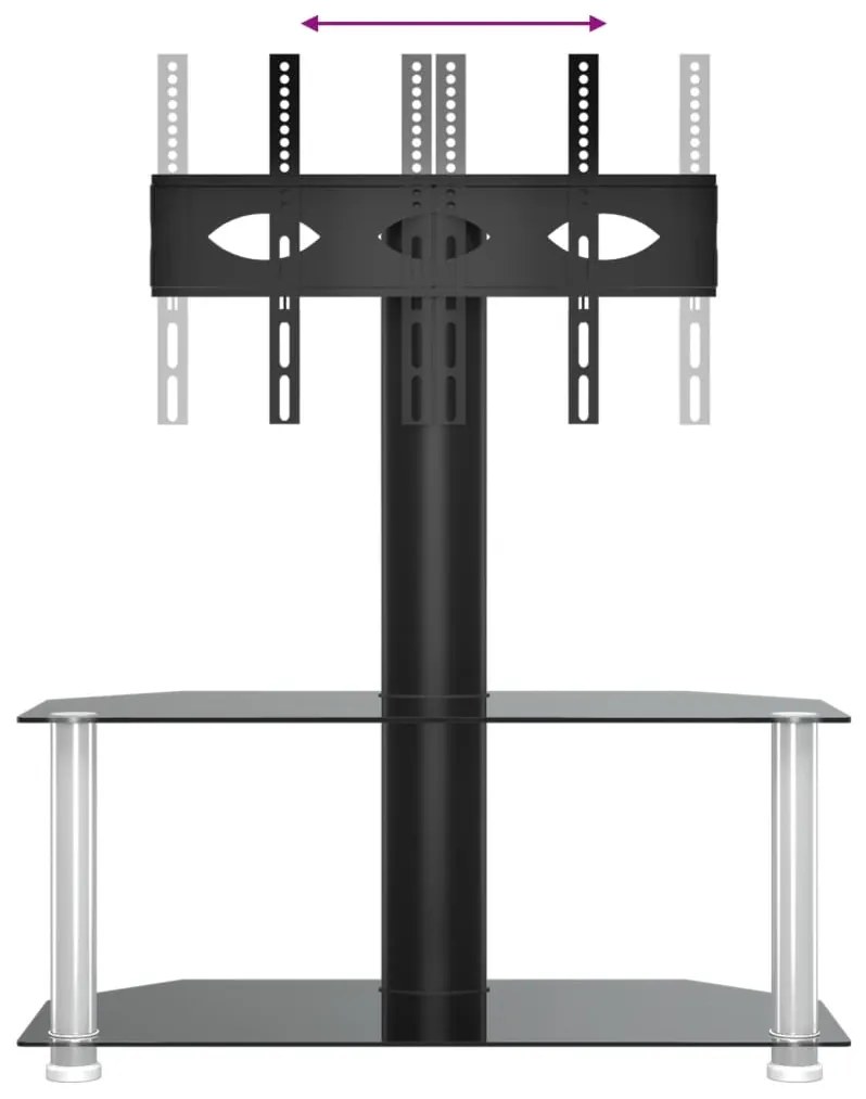 Supporto TV Angolare 2 Livelli per 32-70 Pollici Nero e Argento