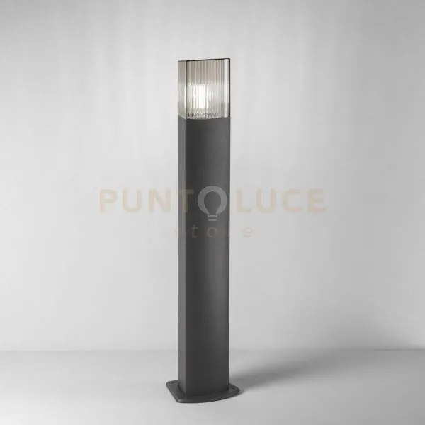 Paletto dark antracite e fume' 1 luce attacco e27 ip54 15,4x13,3x75cm