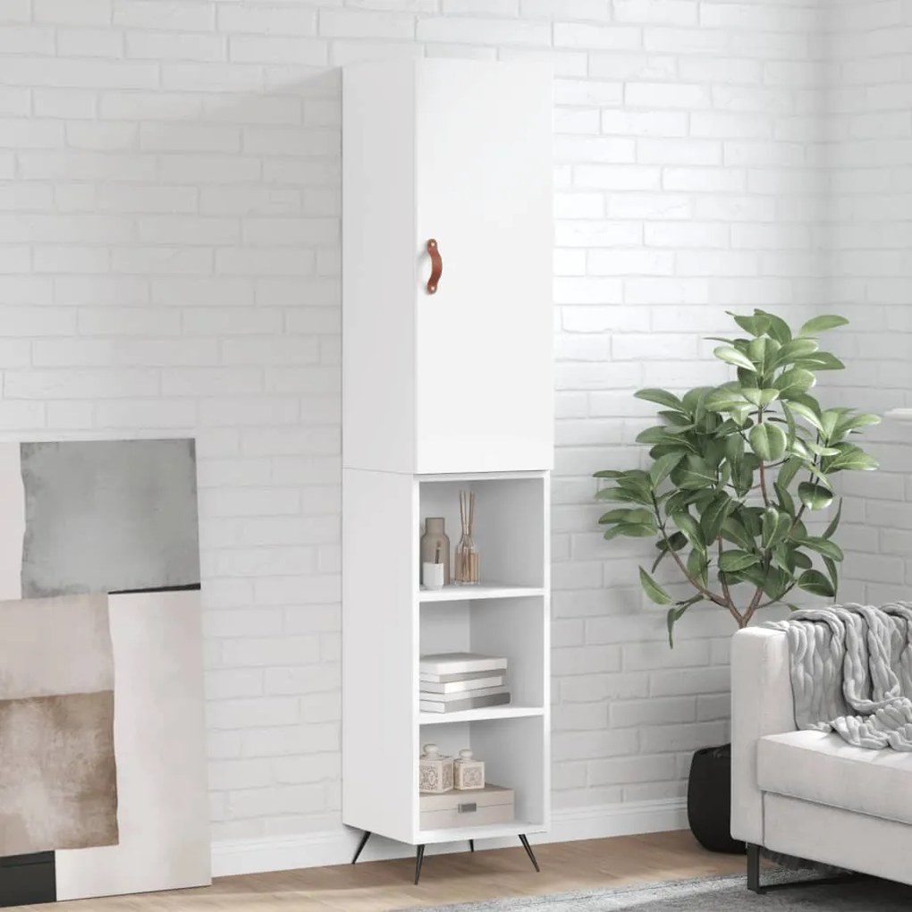 Credenza Bianca 34,5x34x180 Cm İn Legno Multistrato /