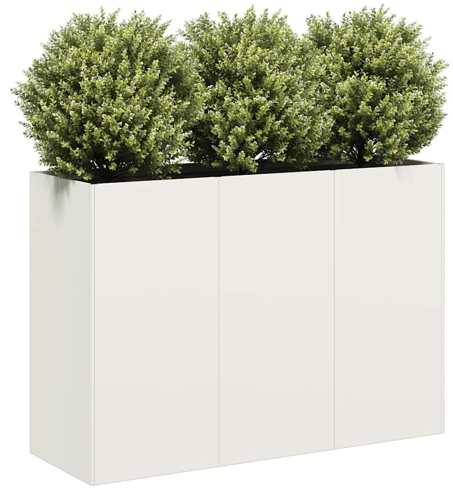 Fioriera Bianca 120x40x80 Cm İn Acciaio Laminato A Freddo /