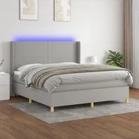 Letto a Molle Materasso e LED Grigio Chiaro 180x200 cm Tessuto cod mxl 62061