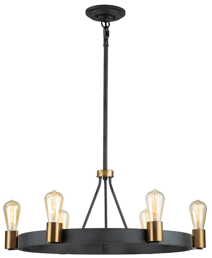 Lampadario Industrial Nordico Silas Acciaio Zinco Antico Ottone 6 Luci E27