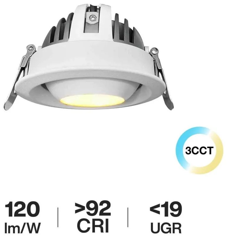 Faro LED da Incasso 12W Nero Ø75mm IP40 Orientabile con driver Philips Colore Bianco Variabile CCT