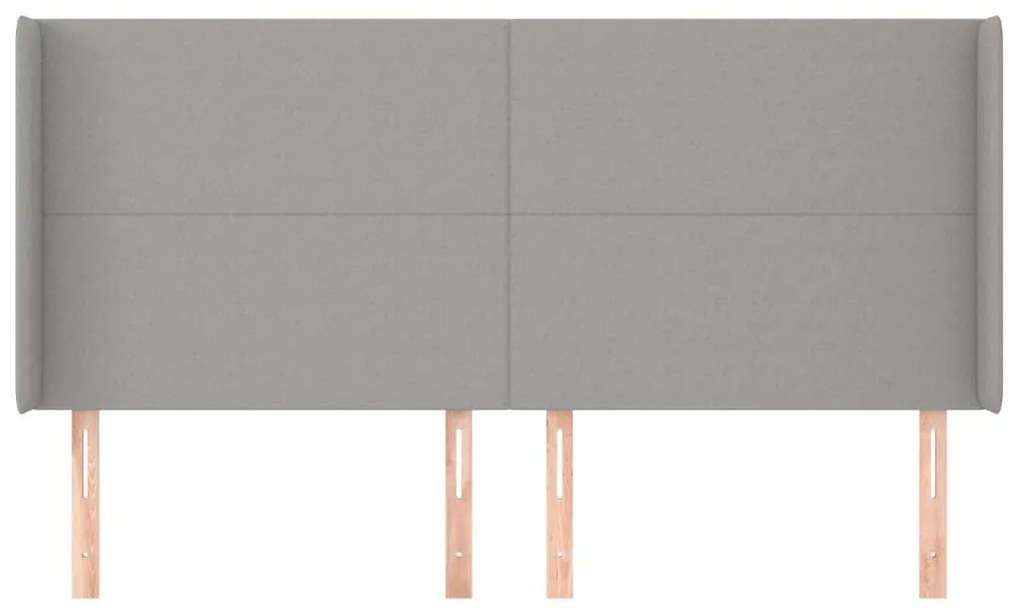 Testiera ad orecchio grigio chiaro 183x16x118/128 cm in tessuto