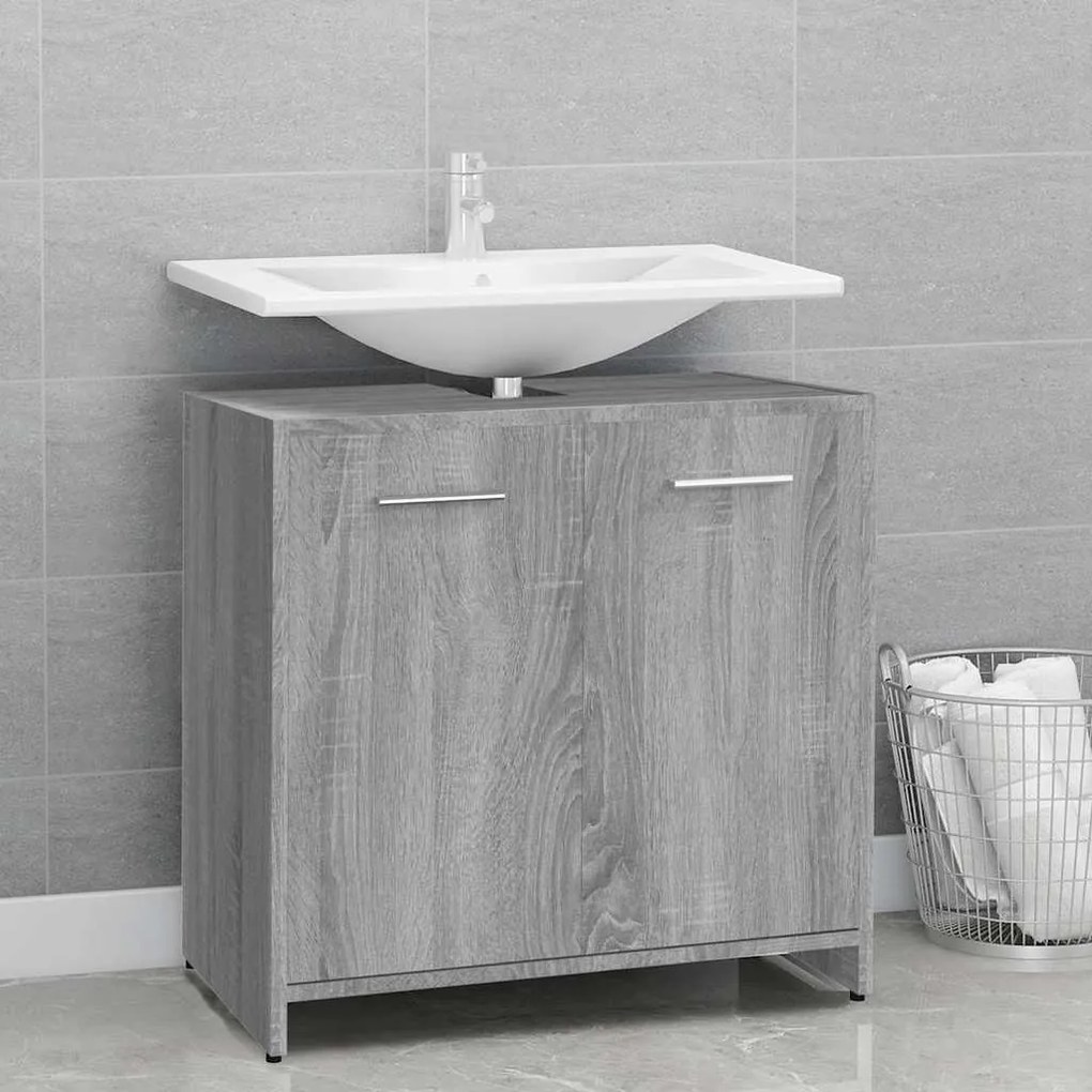 Armadietto Bagno Grigio Sonoma 60x33x60 Cm İn Legno Multistrato /