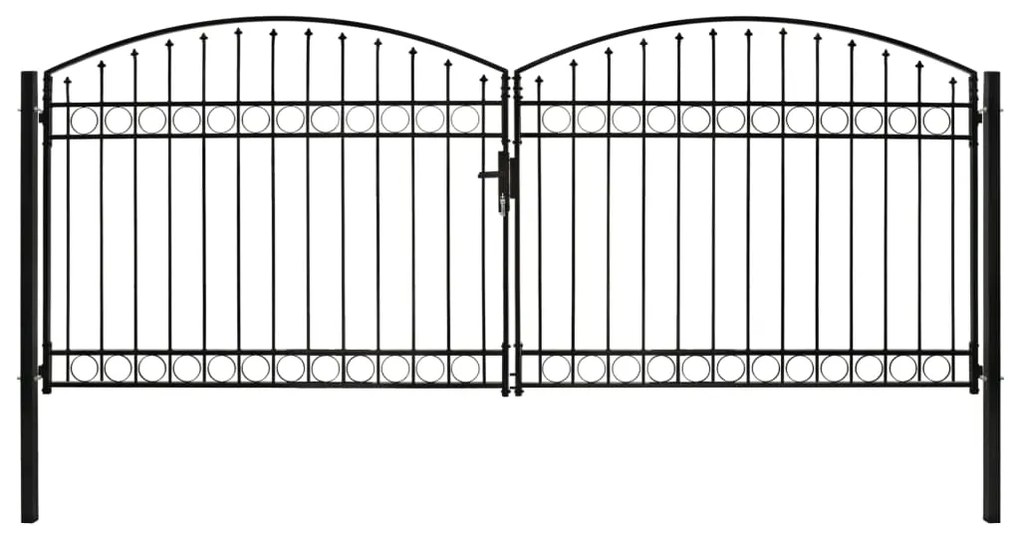 Cancello A Doppia Anta Ad Arco İn Acciaio 400x175cm Nero /