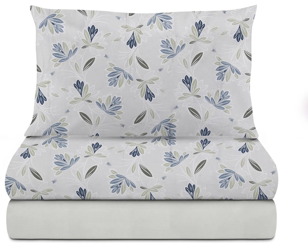 Completo letto singolo petali grigio in flanella