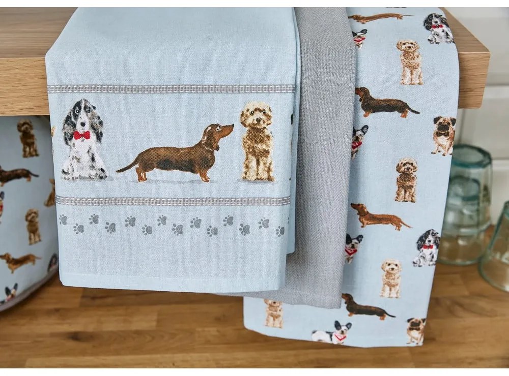 Set di strofinacci in cotone 3 pz 45x65 cm Curious Dogs – Cooksmart ®