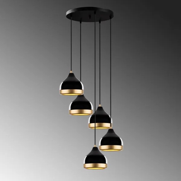 Sospensione a cavo YILDO 5xE27/40W/230V nero/oro