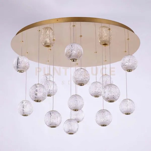 Diamante plafoniera, acrilico trasparente, struttura oro, led 71,4 ...