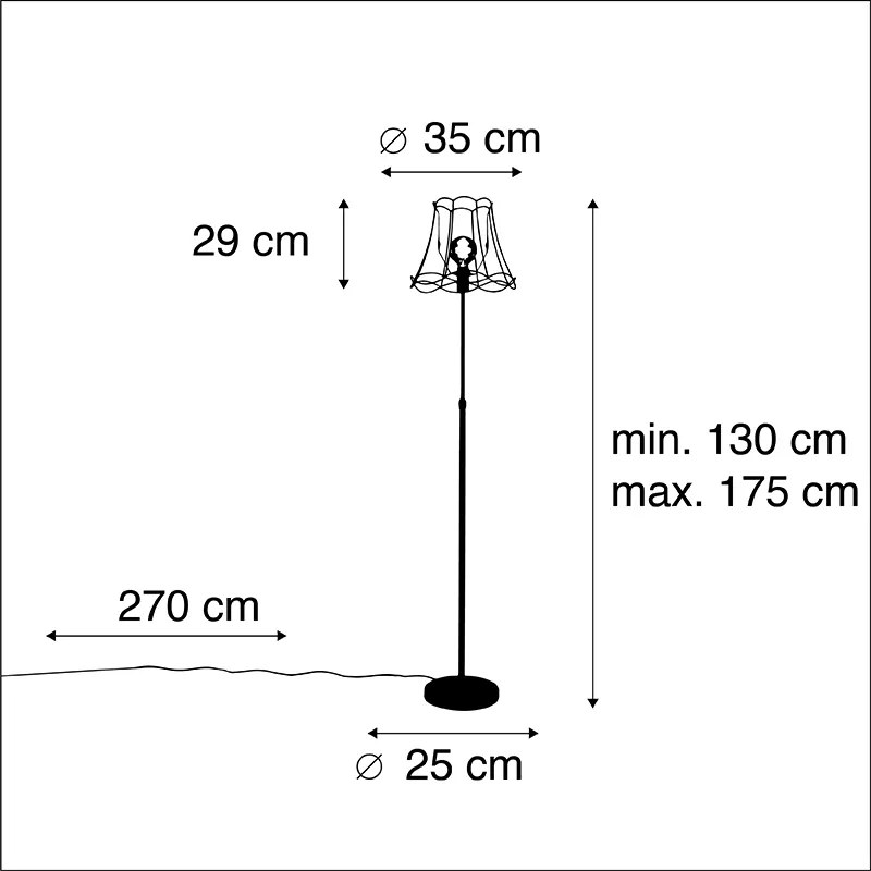 Lampada da terra nera con cornice Granny 35 cm regolabile - Parte