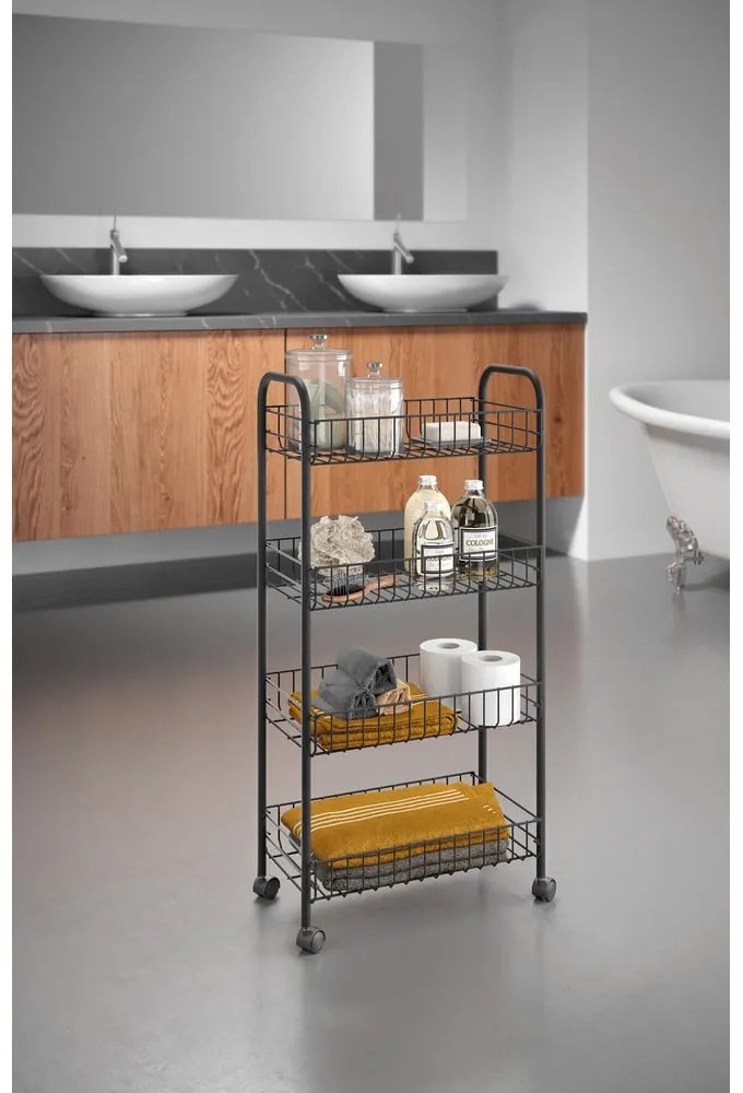 Scaffale mobile in metallo nero 41x84 cm Ascona - Metaltex